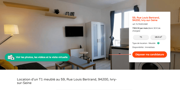Vous déposez votre candidature directement sur le site Flatlooker